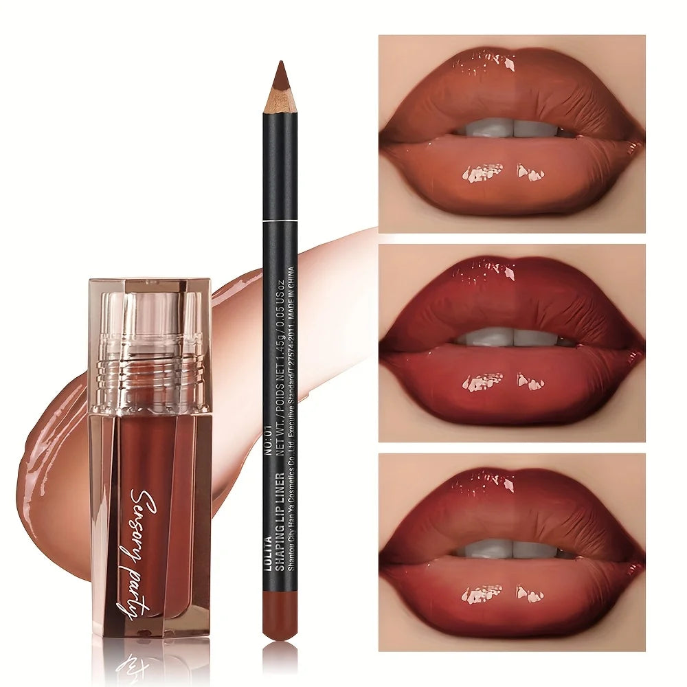 Kit Lip Duo Magia Glow: Delineador de Precisão 3D + Gloss Hidratante de Longa Duração
