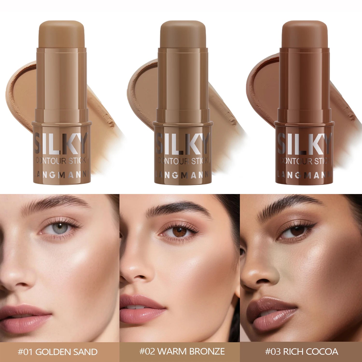 Stick Multifuncional Magia Glow 3 em 1: Contorno, Iluminador e Bronzeador