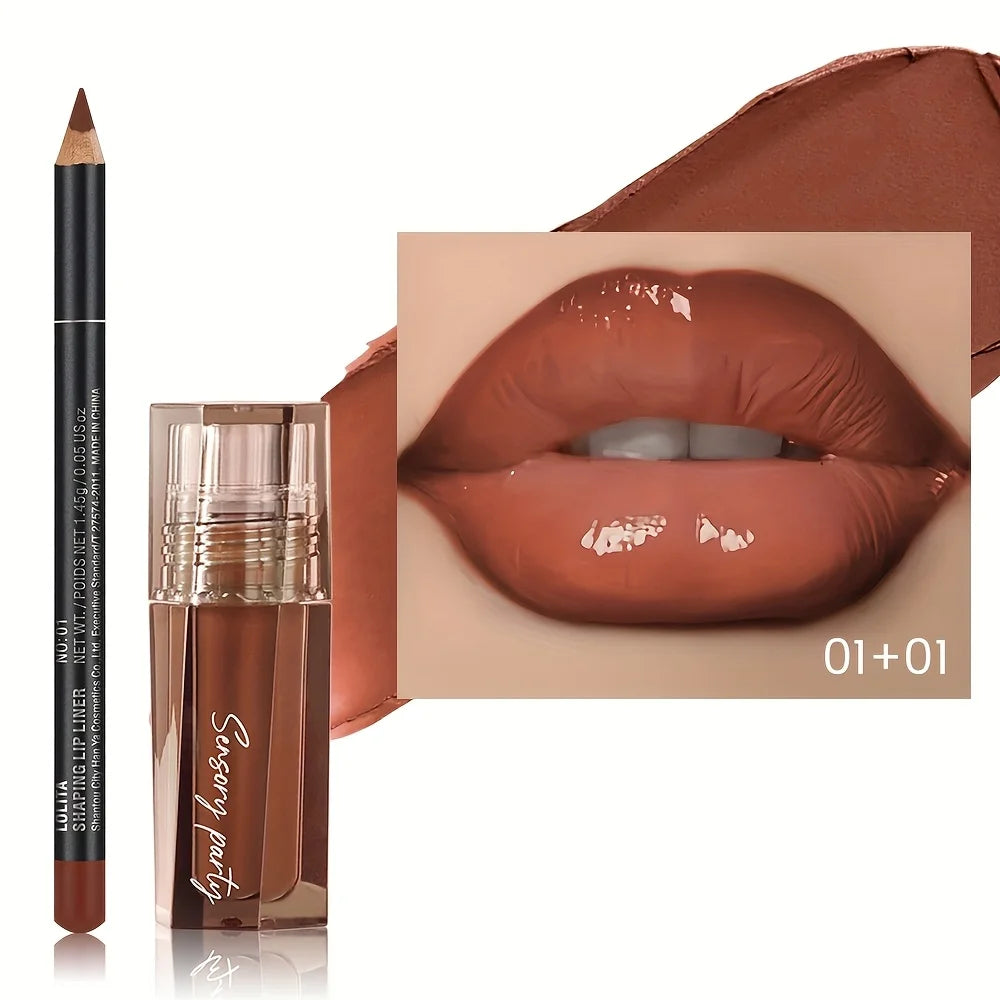Kit Lip Duo Magia Glow: Delineador de Precisão 3D + Gloss Hidratante de Longa Duração